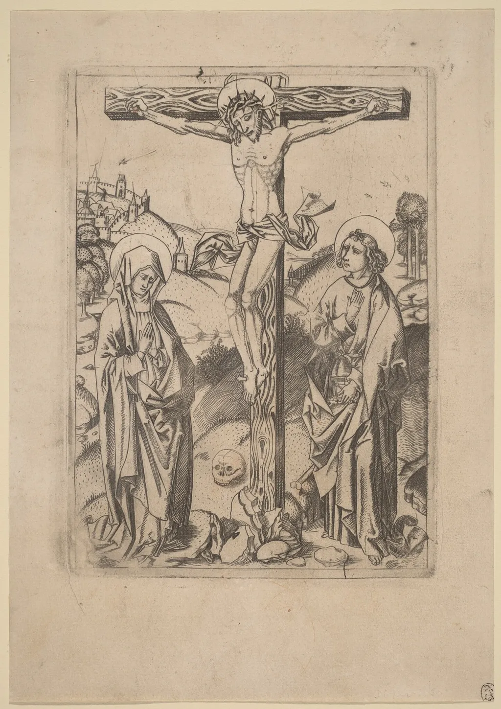 The Crucifixion, by Netherlandish 15th Century, ink, 1485