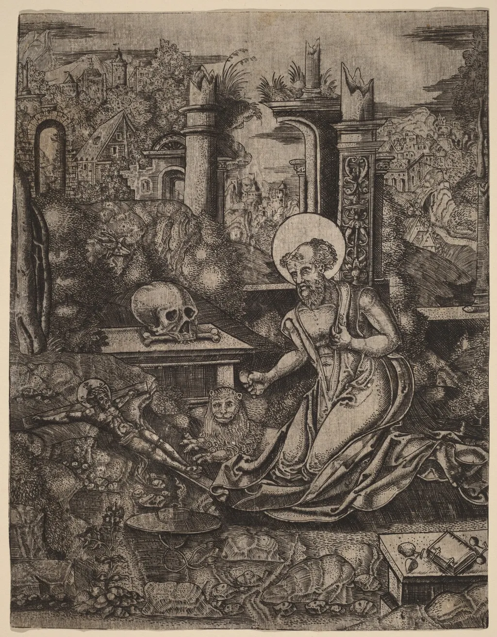 Saint Jerome, by Netherlandish 16th Century, ink, 1510
