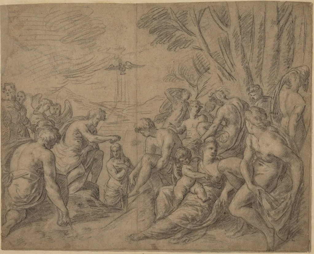 The Baptism of Christ, by Netherlandish 16th Century, chalk, 1501