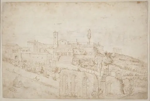 The Church of S. Gregorio Magno on the Celian Hill (verso), by Netherlandish 16th Century