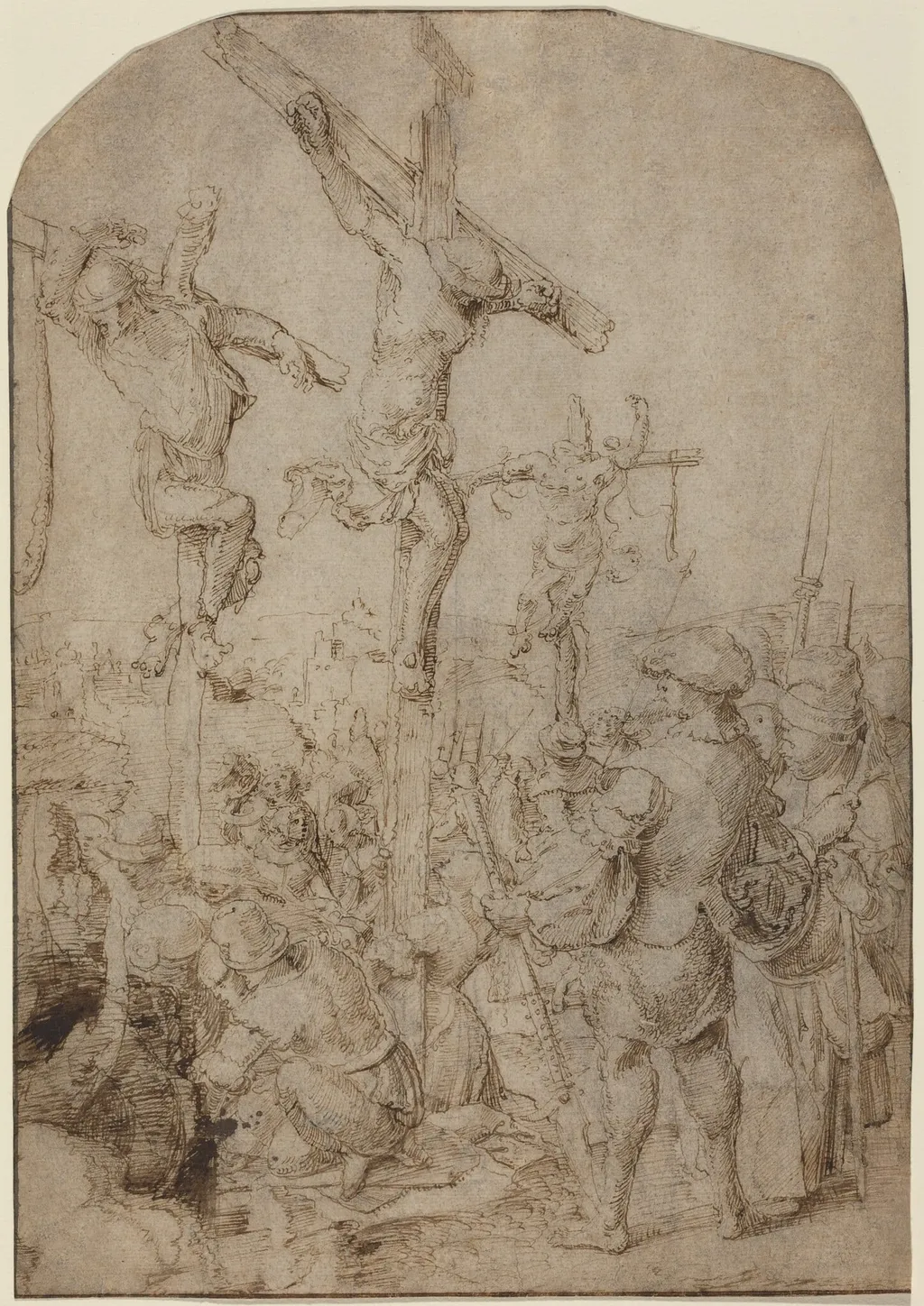 The Crucifixion, by Netherlandish 16th Century, chalk, 1520
