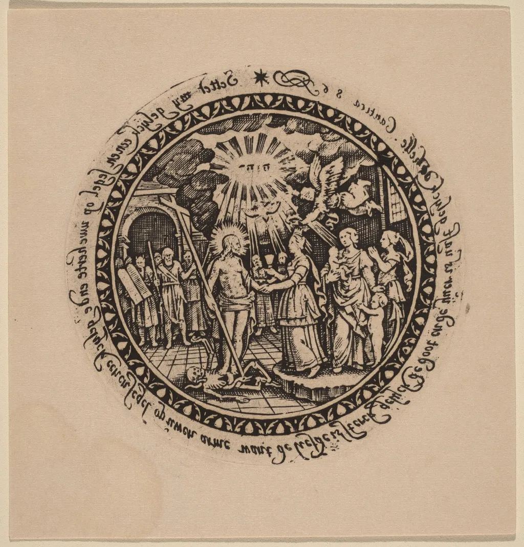 Triumphant Christ with Prophets and Saints, by Netherlandish 16th Century, ink, 1550