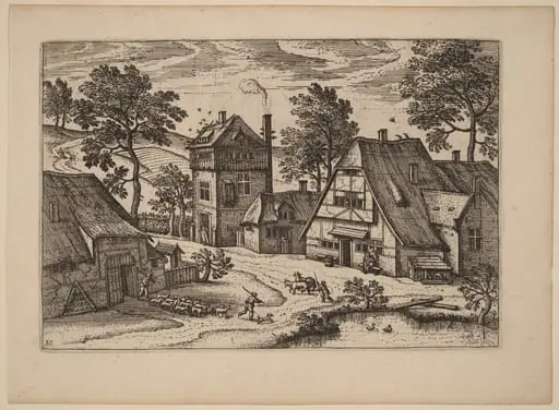 Village with Pond, by Netherlandish 16th Century