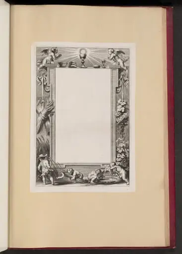 Border Illustration with Putti Harvesting Offerings to God, by Netherlandish 17th Century