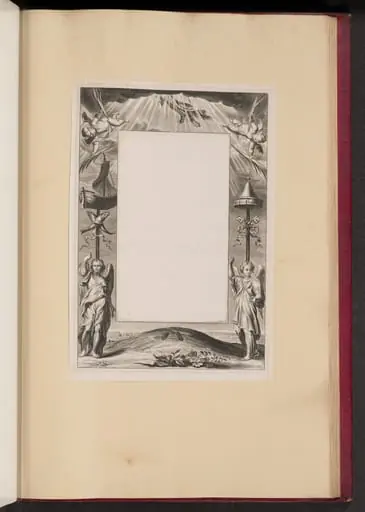 Border Illustration with the Ascension of Christ, Keys and Fish, by Netherlandish 17th Century