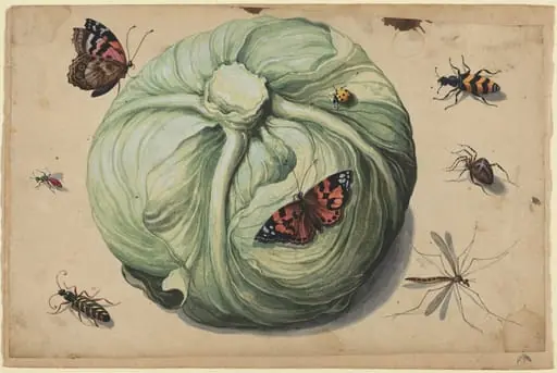Head of Cabbage with Insects, by Netherlandish 17th Century