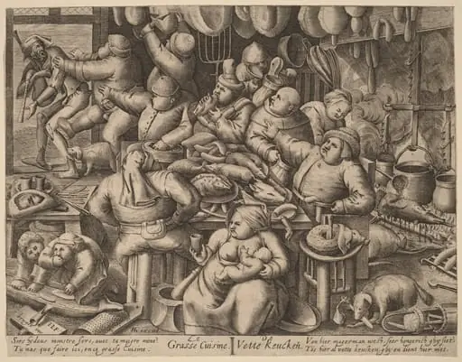 The Fat Kitchen, by Netherlandish 17th Century