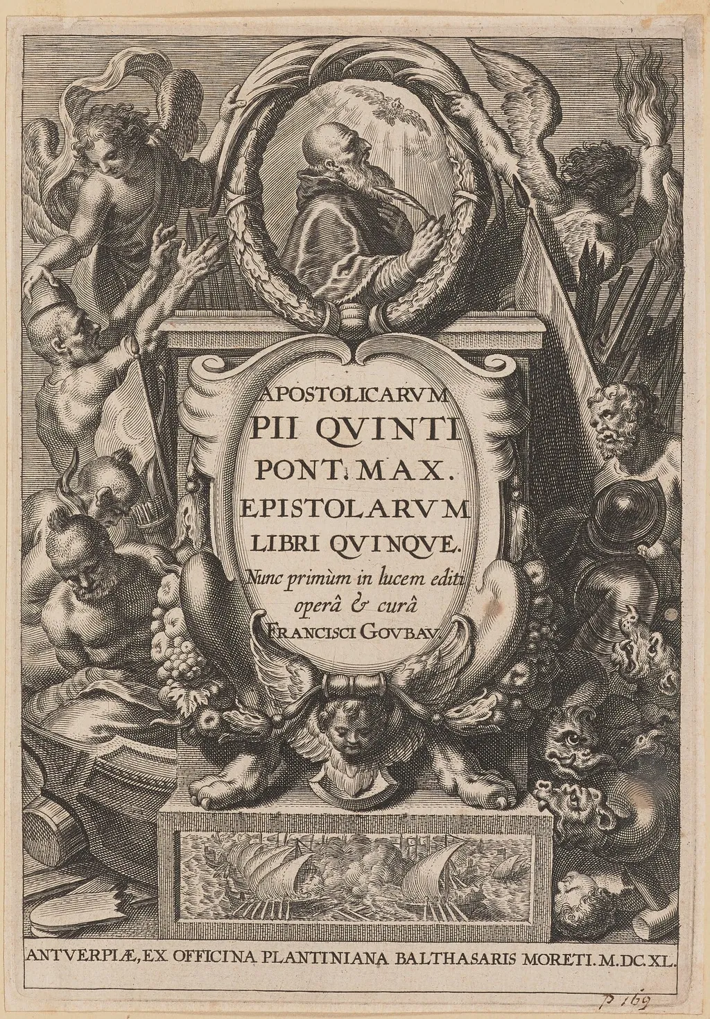 Title Page for Apostolicarvm PII Qvinti Pont. Max..., by Netherlandish 17th Century, ink, 1640