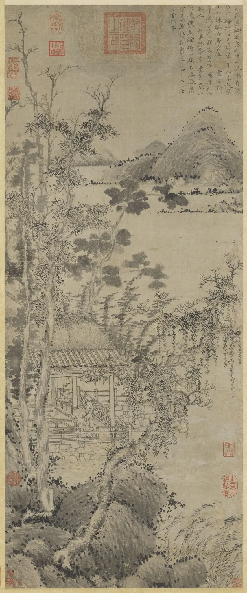 Qing Bi Pavilion, by Ni Zan, unspecified, 1372