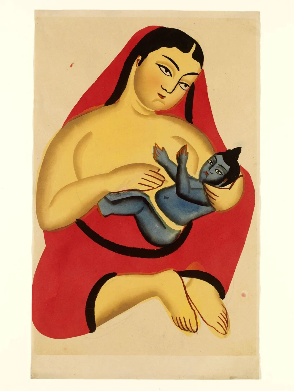 Jasoda and Krishna, by Nibaran Chandra Ghosh, paint, 1900