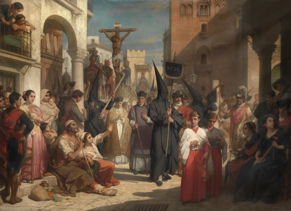 Good Friday Procession in Seville, by Nicaise De Keyser, oil