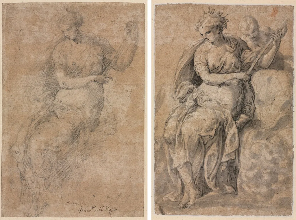 Allegorical Figure (recto and verso), by Niccolò dell'Abbate, 1542