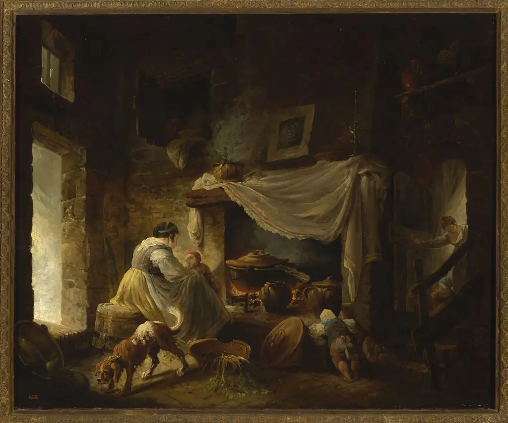Peasant kitchen in ruins (Italian kitchen), by Niccolò dell'Abbate