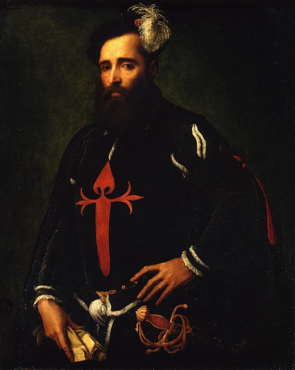 Portrait of a Nobleman in the Knightly Garb of the Order of Santiago, by Niccolò dell'Abbate, paint, 1550