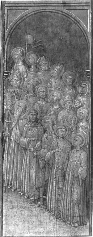 Männliche Heilige (3 Reihen) oben: Maria der Verkündigung; rechter Flügel, by Niccolò di Buonaccorso