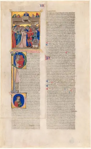The Marriage; the Kiss of the Bride (initial P); the Bride Abandoned (initial D), by Niccolò di Giacomo da Bologna