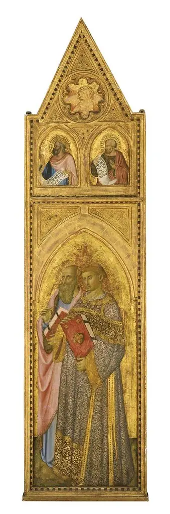 Saint John the Evangelist and a Deacon Saint (right panel), by Niccolò di Ser Sozzo Tegliaccio