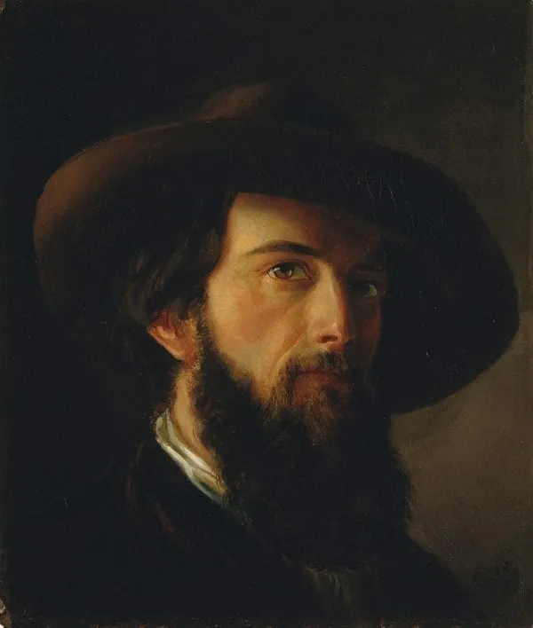 Self portrait, by Nicholas Chevalier, oil, 1857