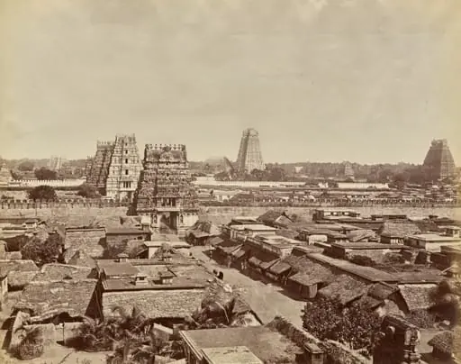 View from the Top of the Rock, looking over the native Town, Trichinopoly, India, by Nicholas & Co.