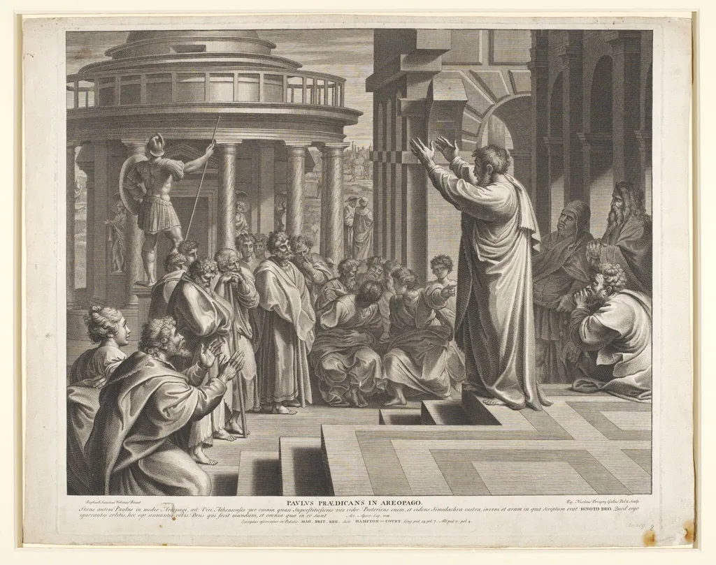 St Paul Preaching at Athens, by Nicholas Dorigny, 1719