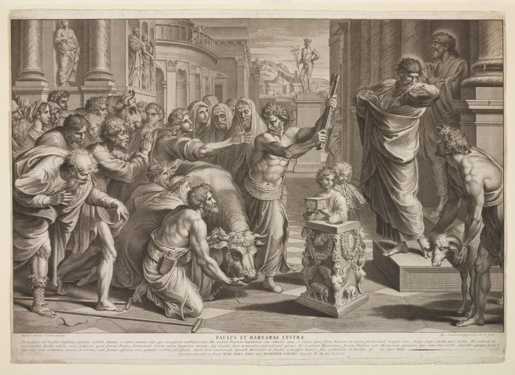 The Sacrifice at Lystra, by Nicholas Dorigny, 1719