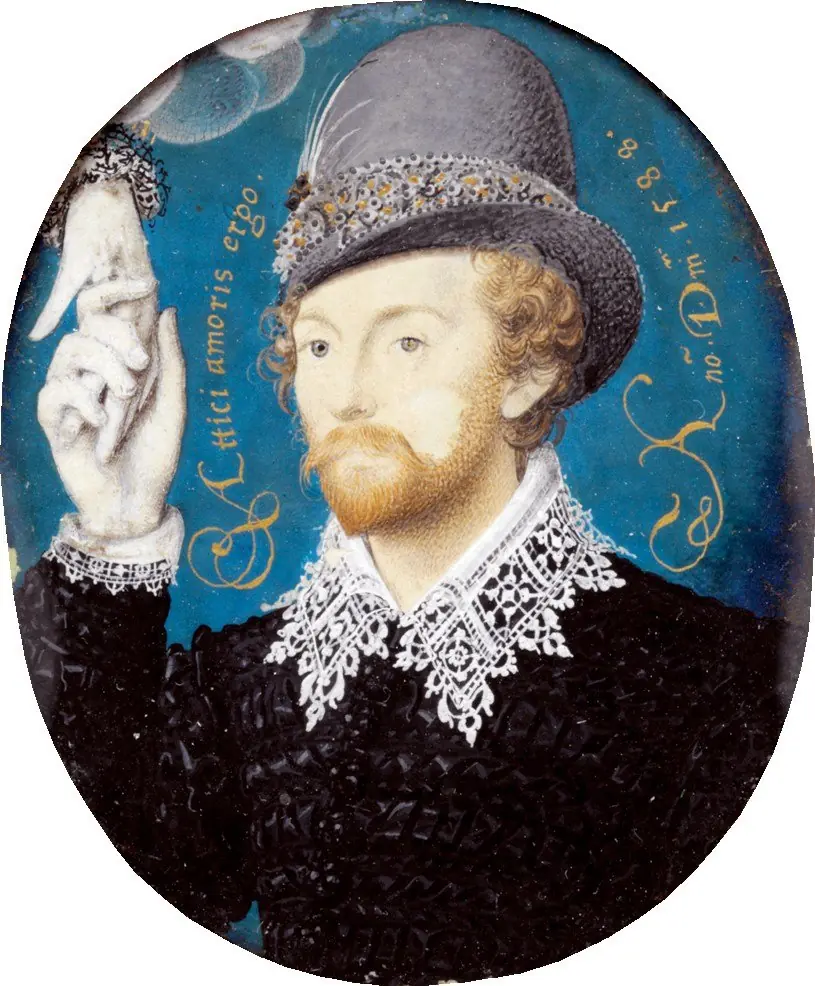 Unknown Man Clasping a Hand from a Cloud, by Nicholas Hilliard