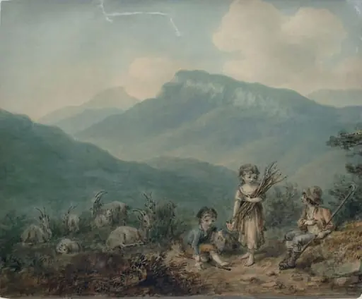Children and goats, by Nicholas Pocock