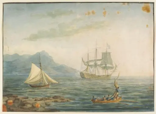 H.M.S. Victory off N. Africa, by Nicholas Pocock