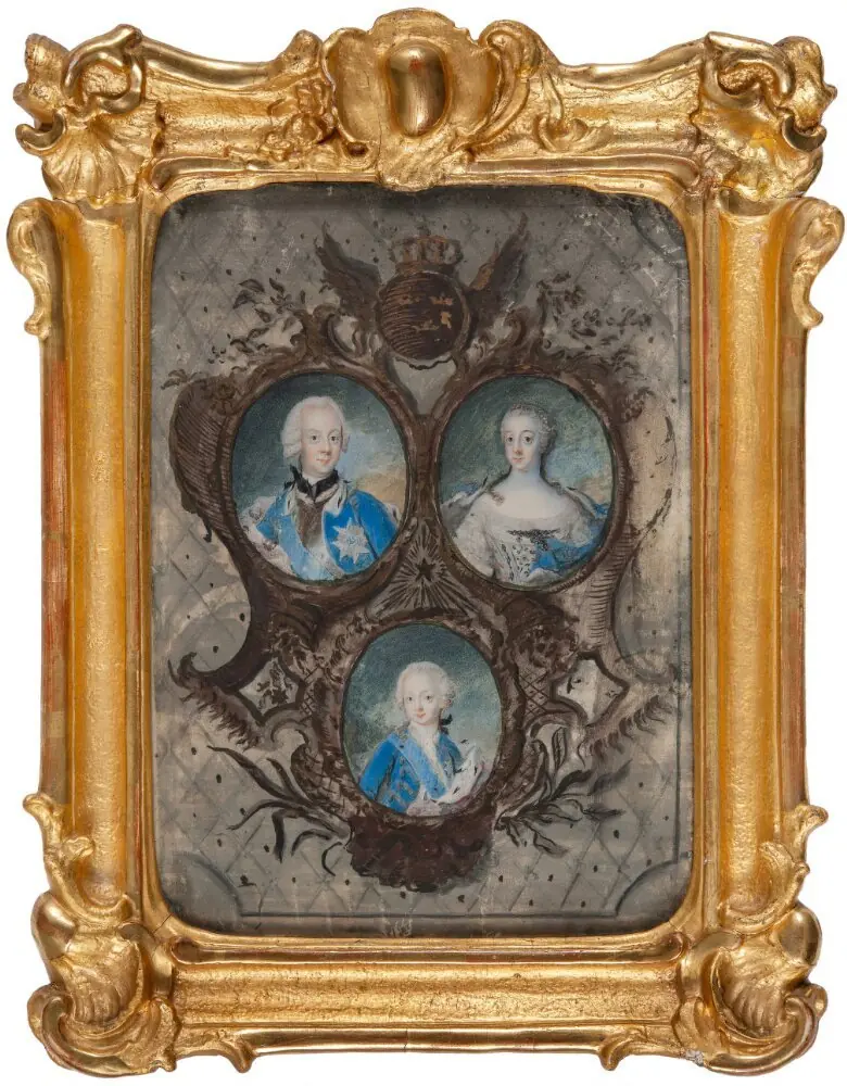 Porträtt av Adolf Fredrik, Lovisa Ulrika och Gustav III, by Niclas Lafrensen the Elder