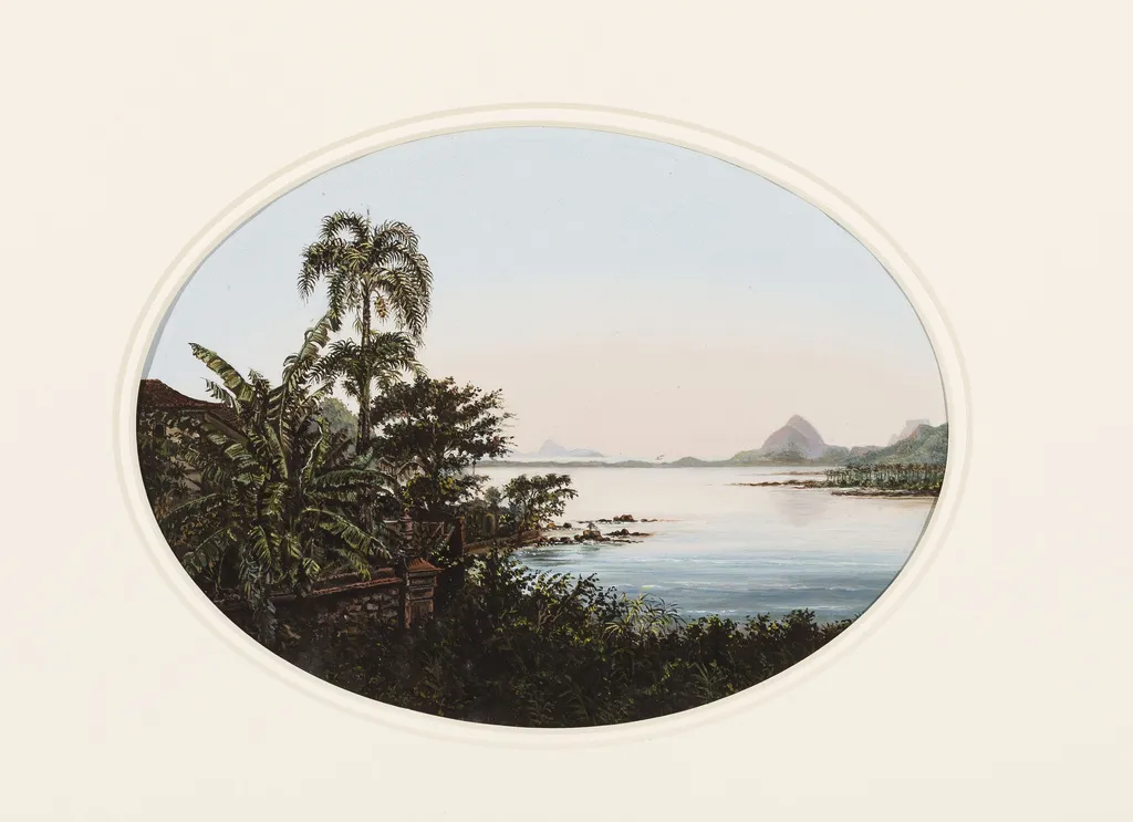 Lagoa Rodrigo de Freitas (Morro Dois Irmãos) (atribuído), by Nicola Antonio Facchinetti, oil, 1872