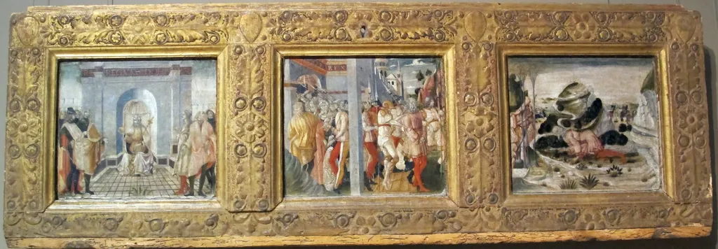 Scenes from the Life of King Nebuchadnezzar, by Nicola di Maestro Antonio d'Ancona, tempera, 1495