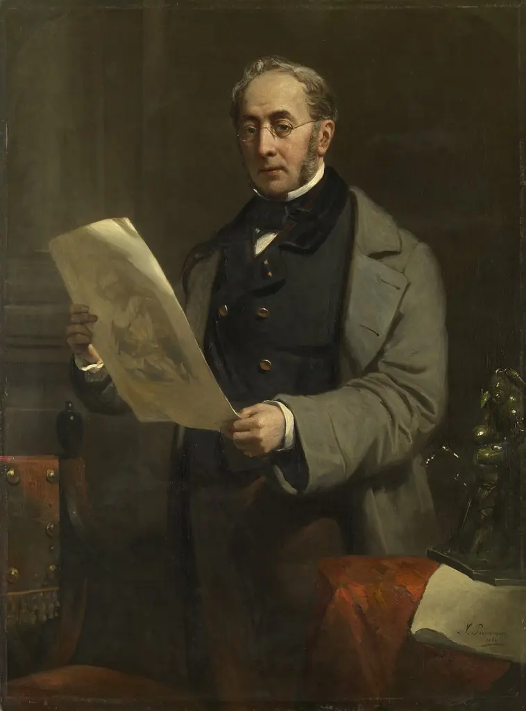 Portrait of Jacob de Vos Jacobszoon (1803-1878). Amsterdam Art Collector and Owner of the Historical Gallery De Vos, by Nicolaas Pieneman