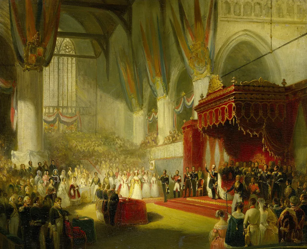 The Inauguration of King William II in the Nieuwe Kerk in Amsterdam on 28 November 1840, by Nicolaas Pieneman, oil, 1840