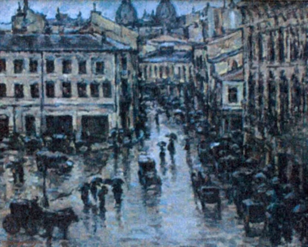 Calea Victoriei pe ploaie, by Nicolae Dărăscu, unspecified, 1918