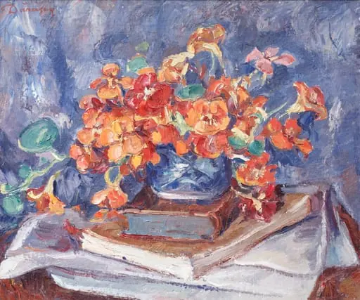 NATURĂ STATICĂ CU CĂRȚI ȘI FLORI, by Nicolae Dărăscu