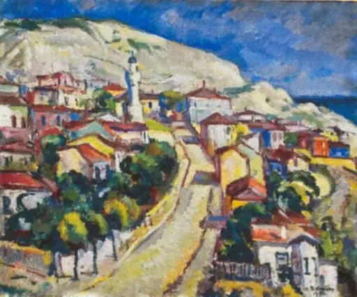 Peisaj cu case, by Nicolae Dărăscu