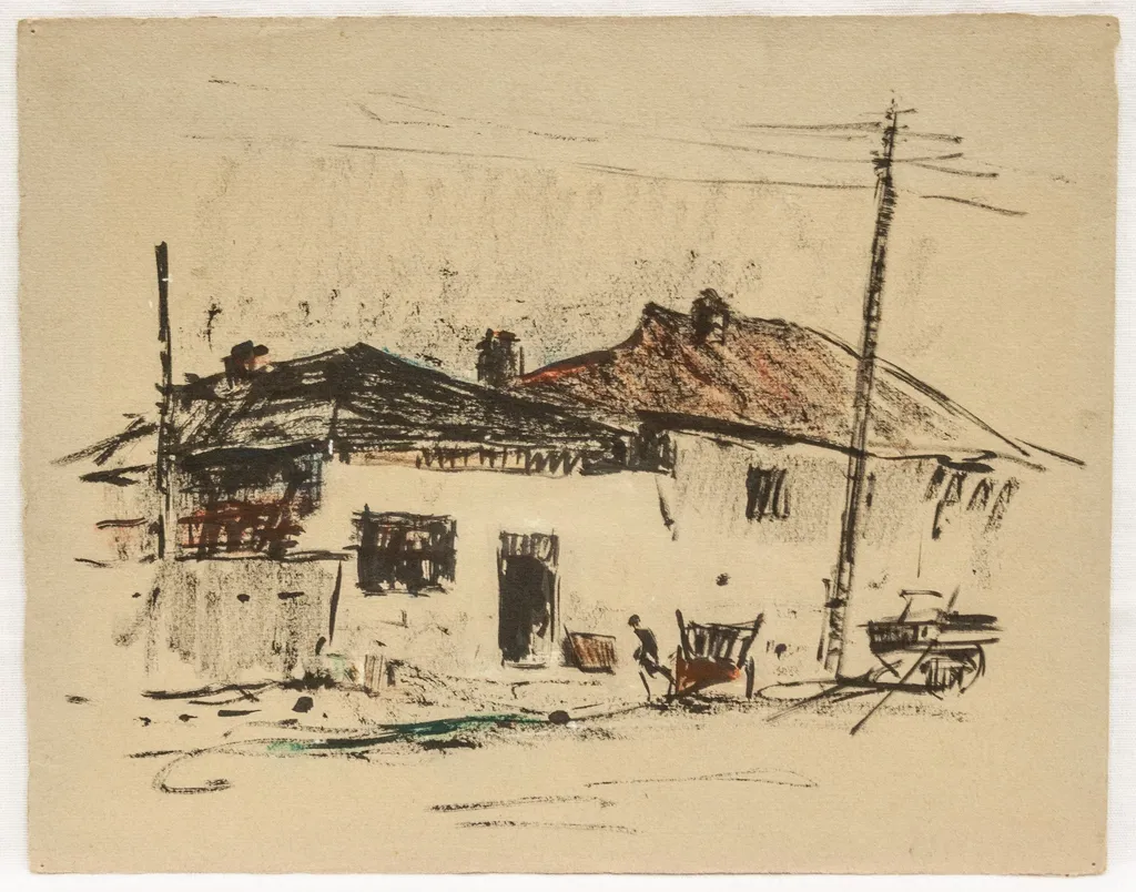 Peisaj cu case vechi, by Nicolae Furduescu, 1950