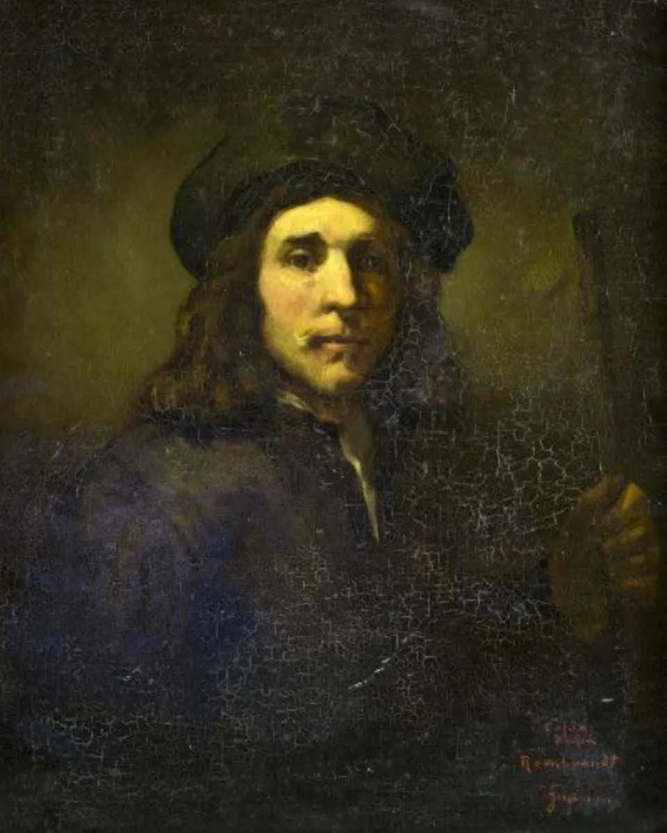 Bărbatul cu baston - copie după Rembrandt, by Nicolae Grigorescu, 1882