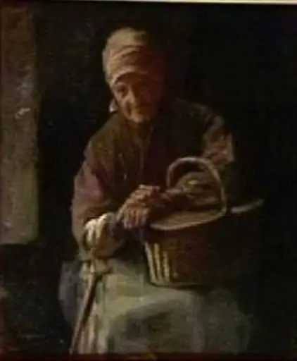 Bătrână cu coș pe braț, by Nicolae Grigorescu