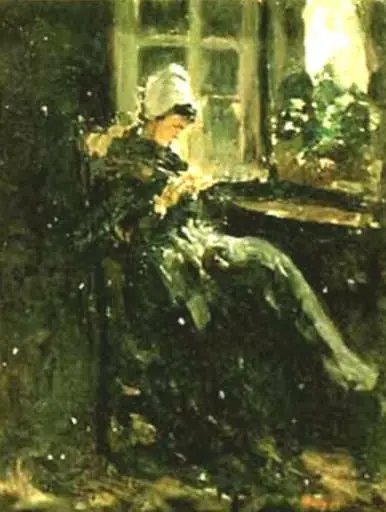 Bretonă lucrând (La fereastră), by Nicolae Grigorescu