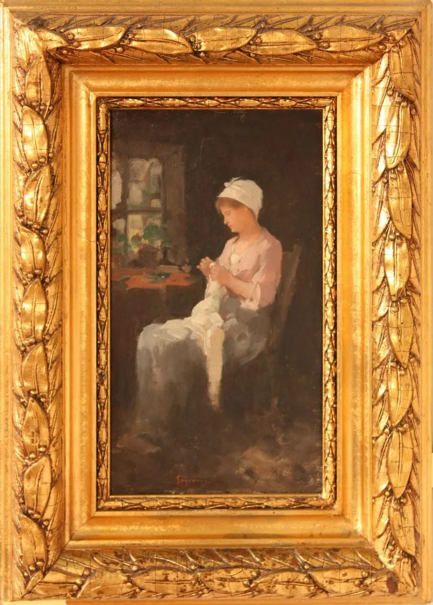 Cu acul, by Nicolae Grigorescu, unspecified