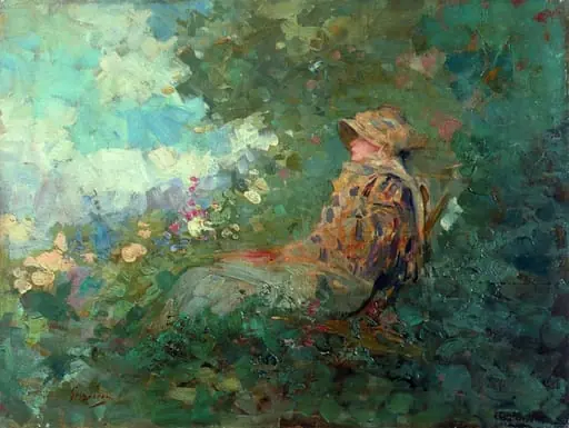 Femeie în grădină (Convalescență), by Nicolae Grigorescu