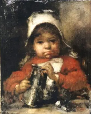 Fetiță în roșu, by Nicolae Grigorescu, 1867