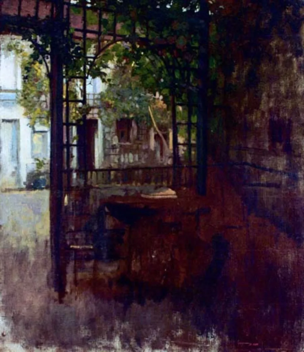 Interior de curte la Barbizon, by Nicolae Grigorescu, unspecified, 1866