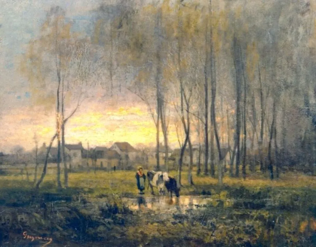La adăpat, by Nicolae Grigorescu, unspecified