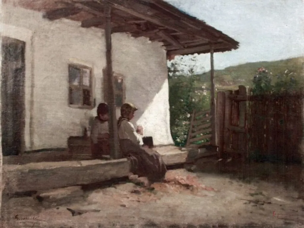 Pe prispă, by Nicolae Grigorescu, unspecified, 1850