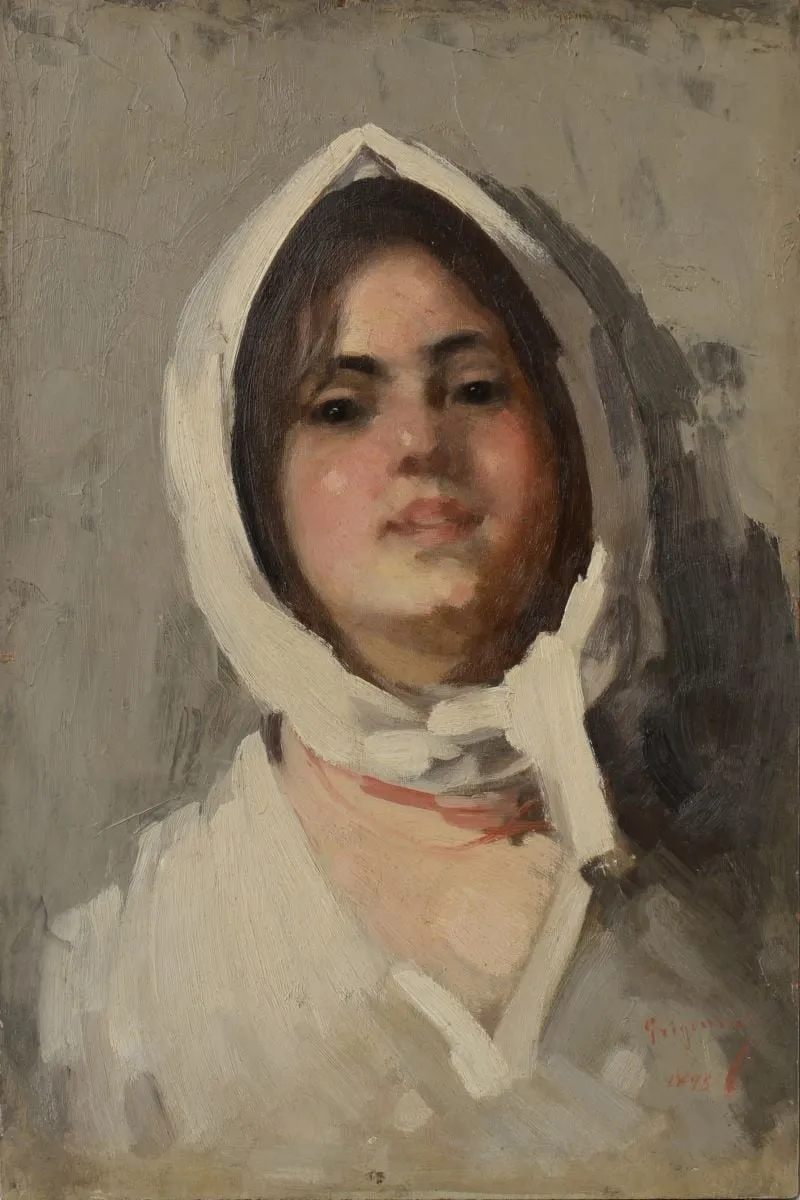 Portret de tânără cu basma, by Nicolae Grigorescu, unspecified, 1895