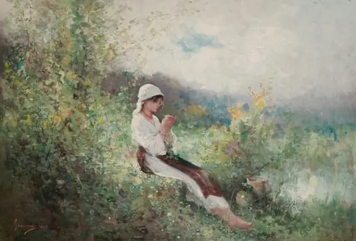 Țărancă pe iarbă, by Nicolae Grigorescu