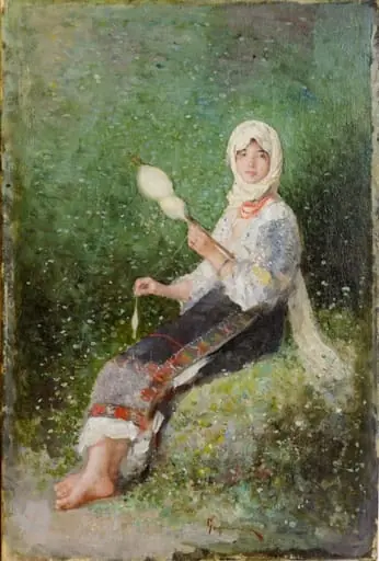Țărancă torcând, by Nicolae Grigorescu