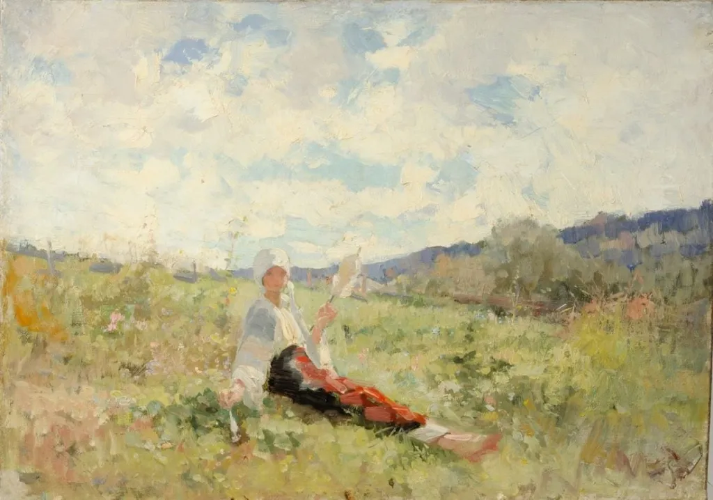 Țărancă torcând, by Nicolae Grigorescu, unspecified, 1850